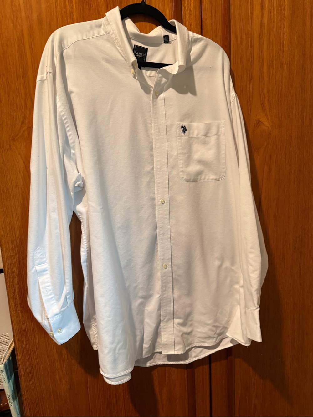 U.S. Polo Assn. White Long-Sleeve Button-Down Shirt with Chest Pocket Logo
